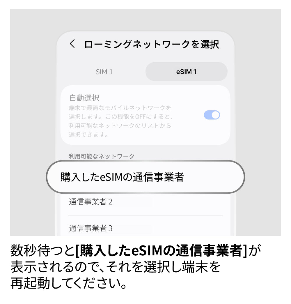 ネットワークを手動で選択