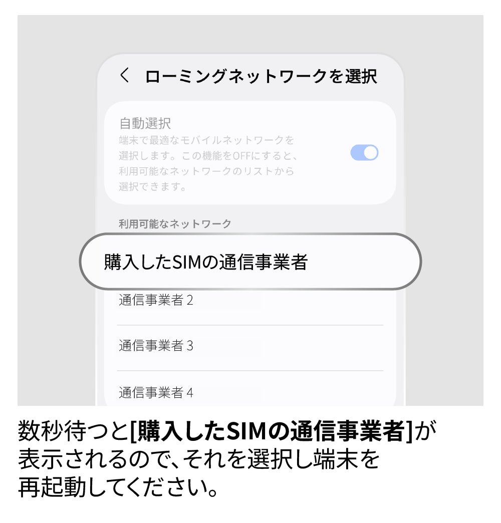 ネットワークを手動で選択
