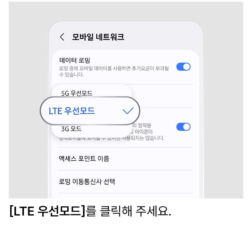 LTE로 설정 변경