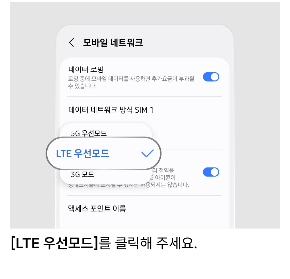 LTE로 설정 변경