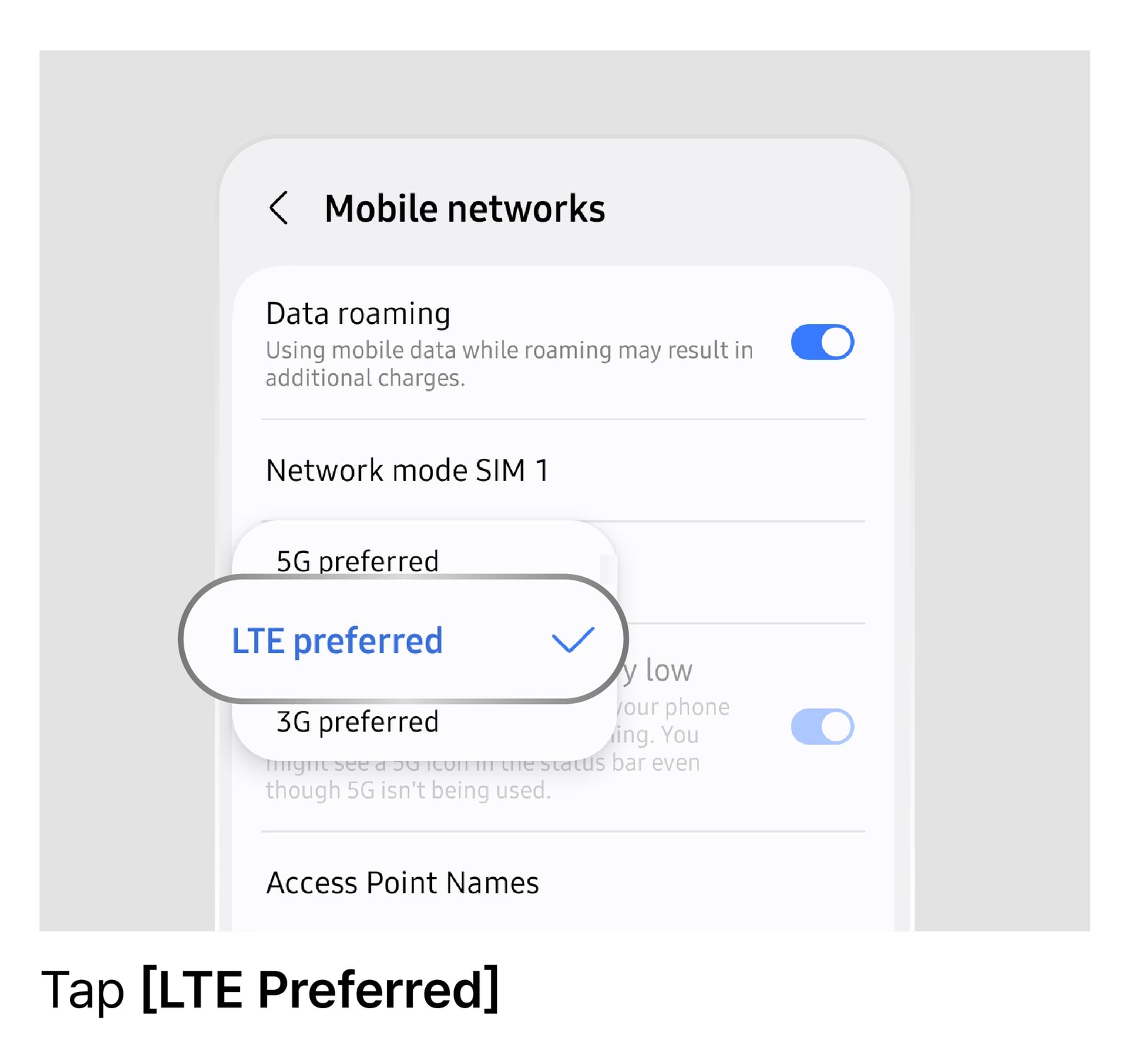 Set LTE as the Preferred Mode