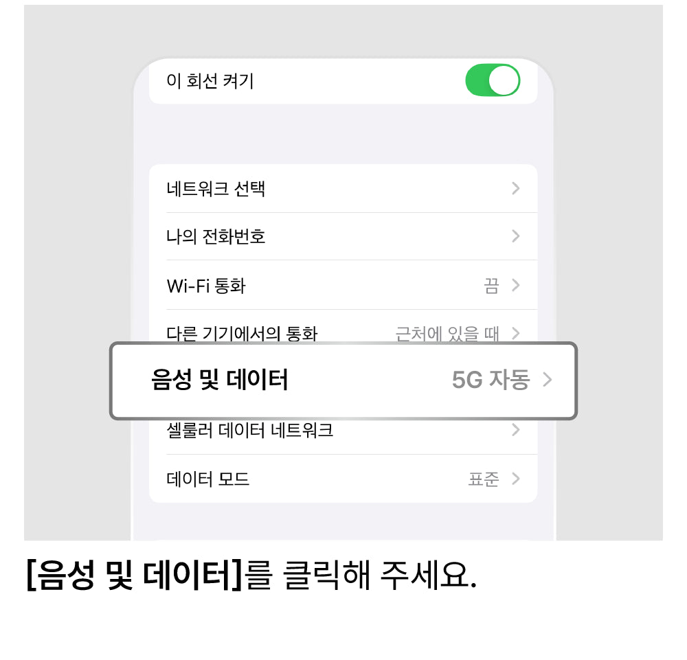 LTE로 설정 변경