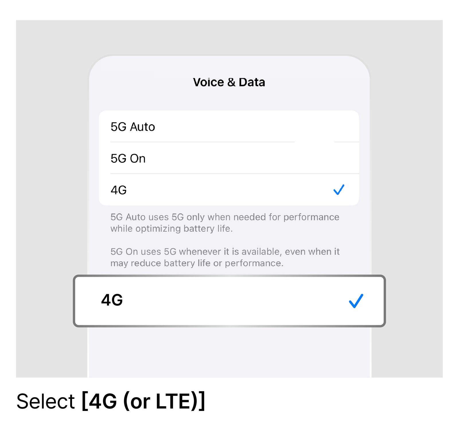 Set LTE as the Preferred Mode
